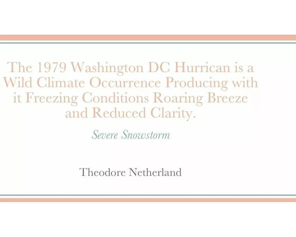 The 1979 Washington DC Hurrican is a Wild Climate Occurrence Producing with it Freezing Conditions Roaring Breeze and Reduced Clarity.