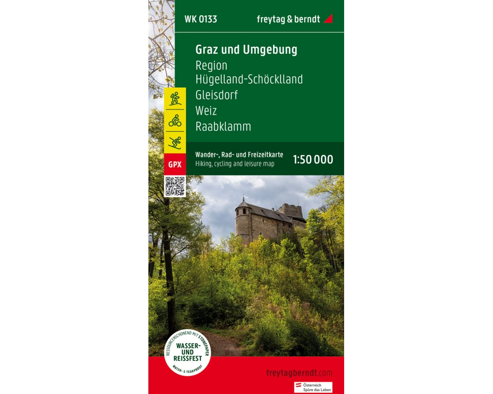 freytag & berndt Wanderkarte WK 0133 Graz und Umgebung, Region Hügelland-Schöcklland - Gleisdorf - Weiz - Raabklamm 1:50.000