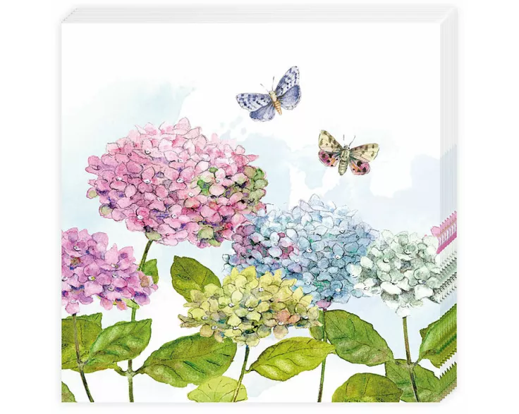 Cocktailserviette. Hortensien