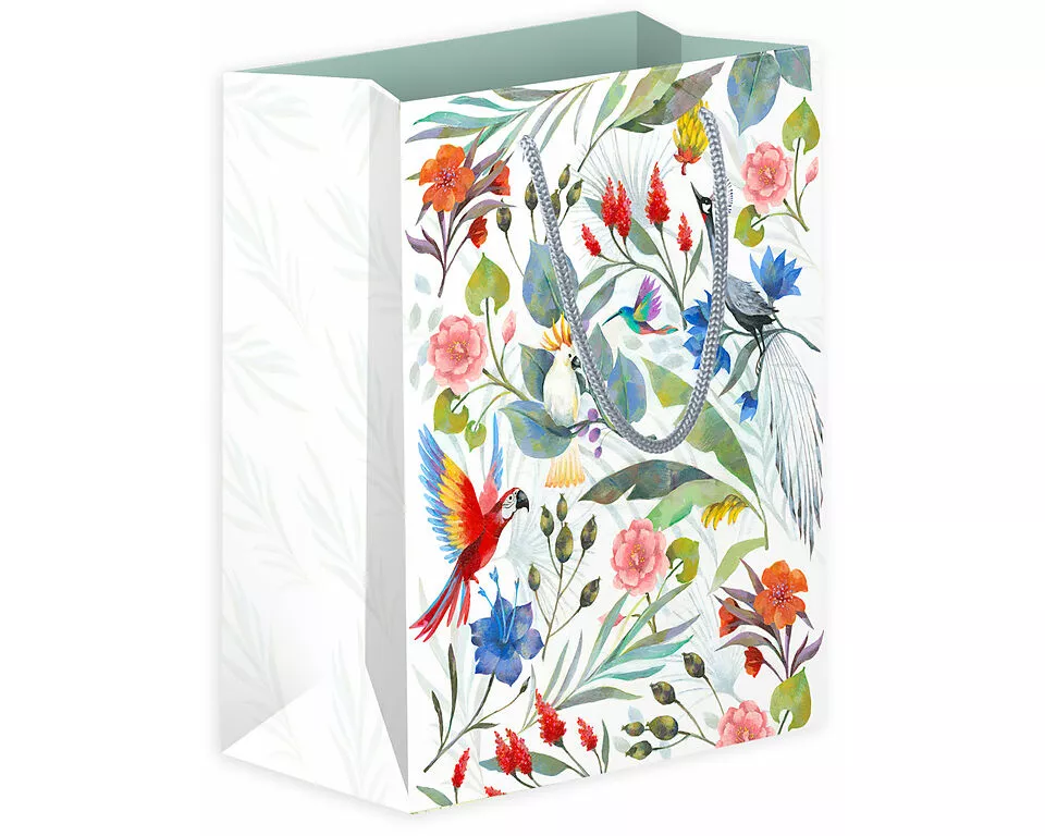 Geschenktasche.Paradiesvögel / mittel
