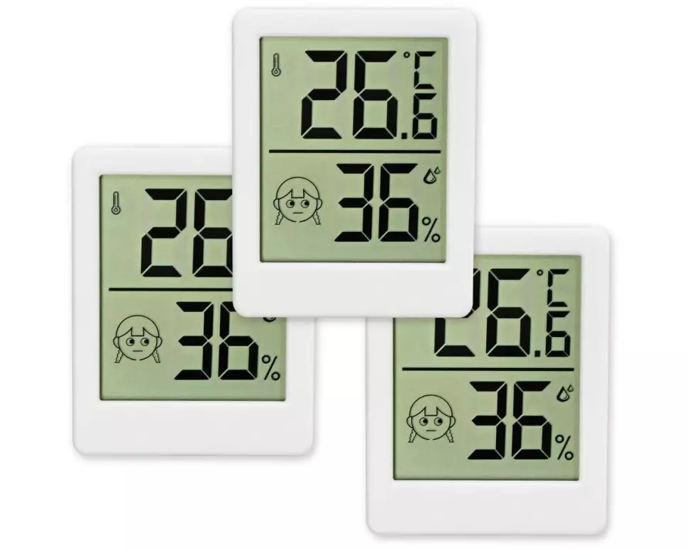 EASYmaxx Thermo- & Hygrometer 3 V weiss 3er-Set mit Komfortanzeige