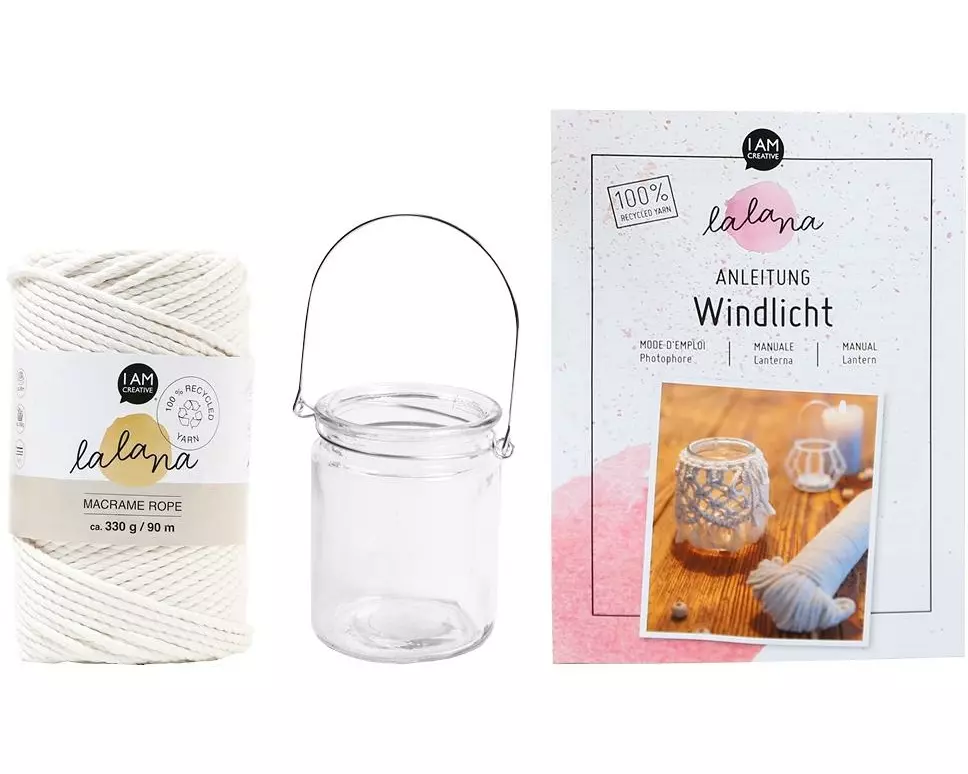 lalana Wolle Makramee Set 4-teilig, Crème