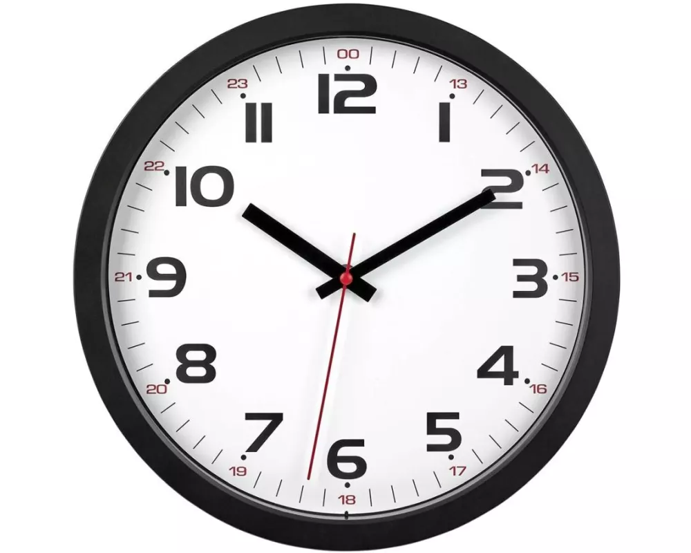 TFA Dostmann Wanduhr mit Sweep-Werk Schwarz, Ø 30.5 cm