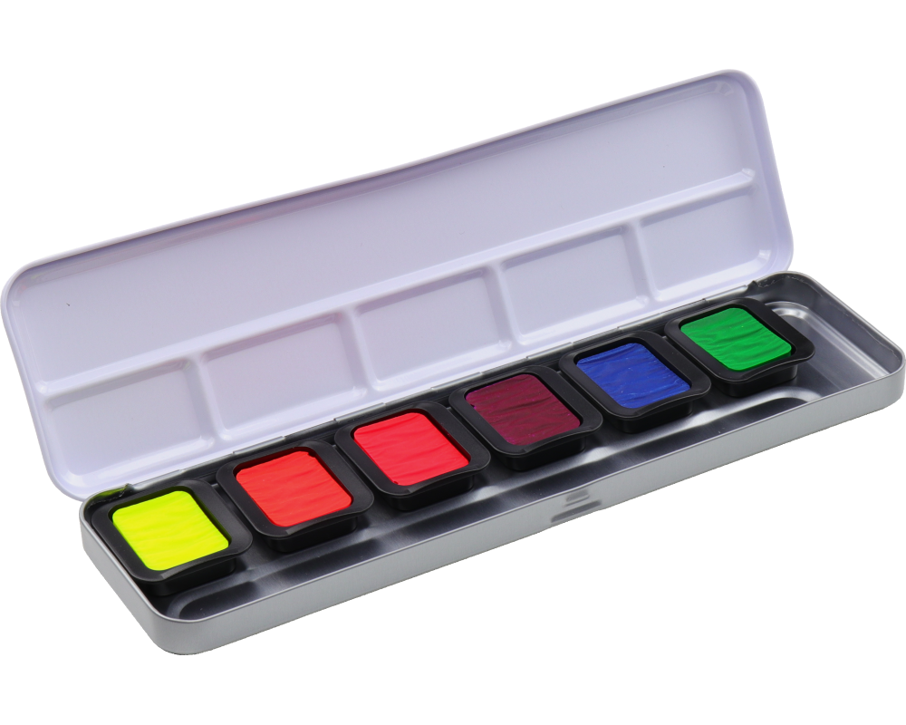 TALENS Perlglanzfarbe Finetec Box FN9000 Premium Neon 6 Farben