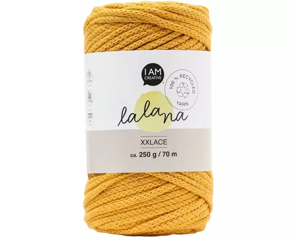 lalana Wolle Xxlace 250 g, Senfgelb