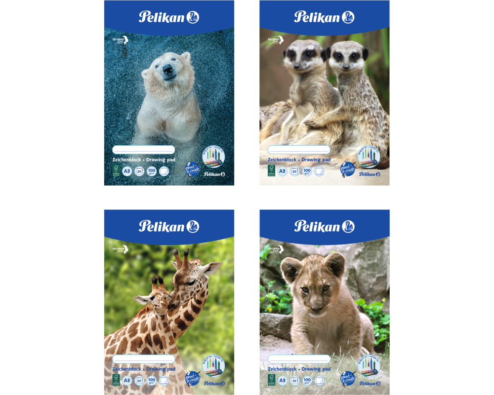 PELIKAN Zeichenblock A3 224840 assoriert, 100gr. 20 Blatt