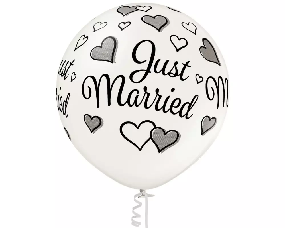 Belbal Luftballon Just Married Weiss, Ø 60 cm, 2 Stück
