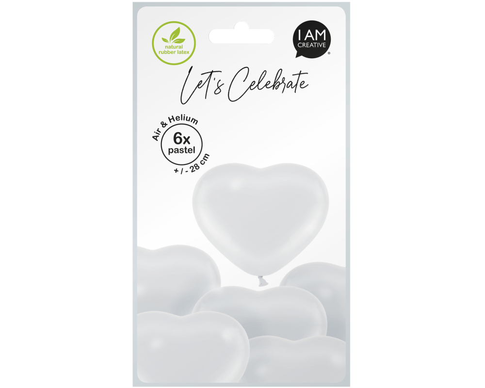 I AM CREATIVE Ballons Herz 27cm 1000-1074 weiss 6 Stück