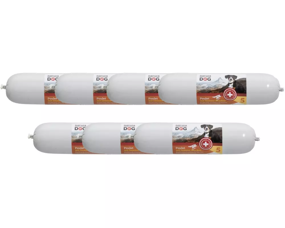 naturaDog Nassfutter Poulet mit Gemüse Brocken Multipack, 7 x 850 g