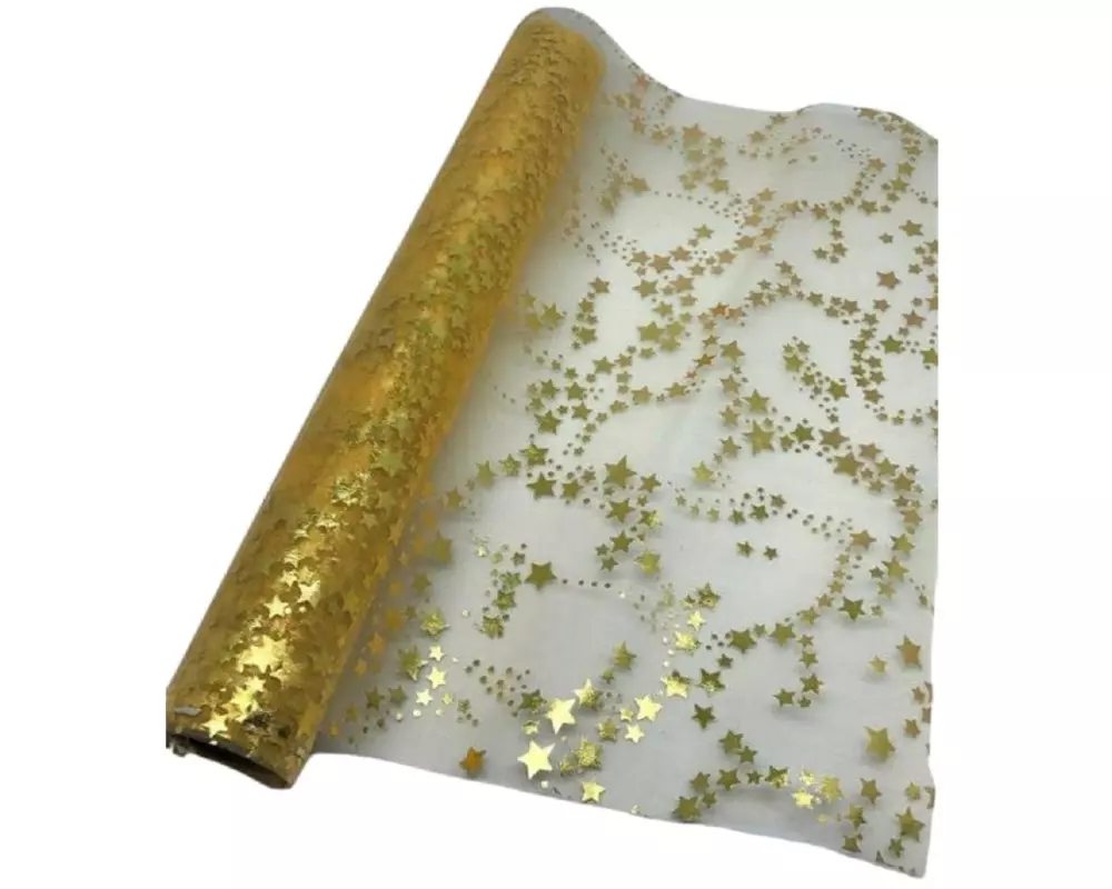 Dameco Dekostoff Organza Sterne 36 x 300 cm, Gold