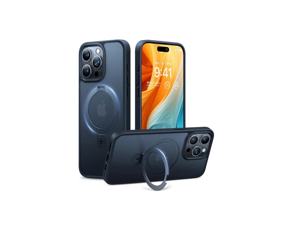 Torras UPRO Ostand Matte Schutzhülle, iPhone 15 Pro, MagSafe, schwarz
