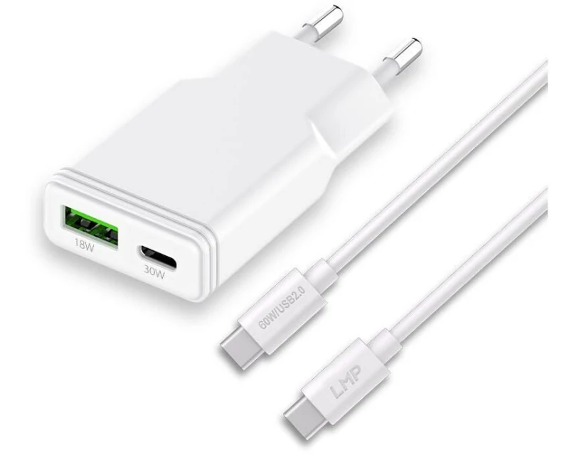 LMP USB-Wandladegerät 30W USB-A/C Dual Power + USB-C Ladekabel