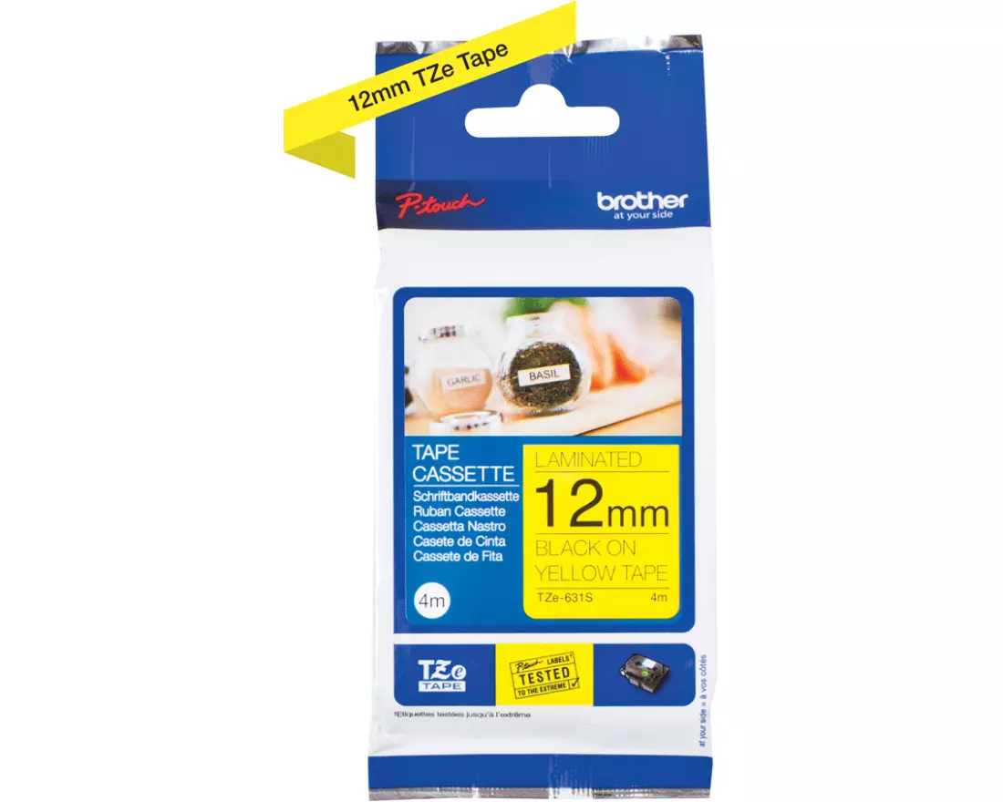 Brother TZE631S Label Etikette Schwarz auf gelb TZe