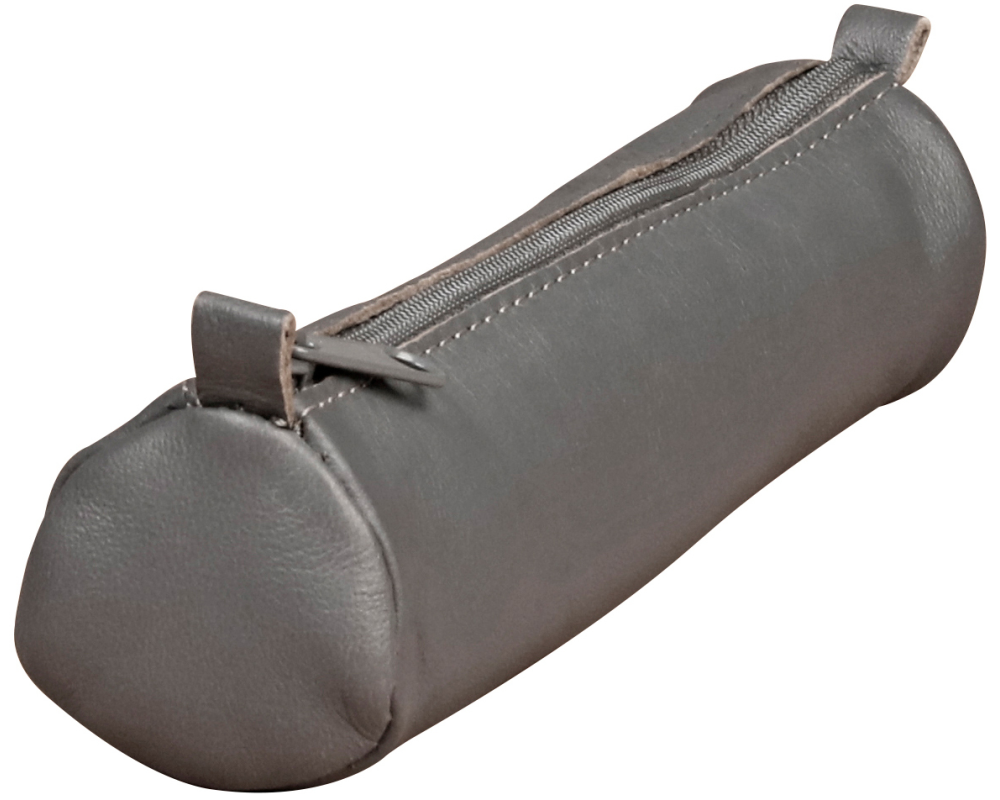 CLAIREFONTAINE Schlamperetui AgeBag 18,5x4cm 77034C grau, rund, Leder