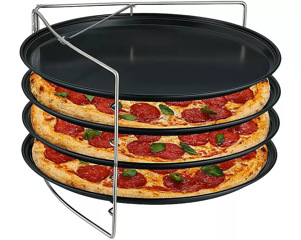 relaxdays Pizzablech 4er-Set mit Gestell