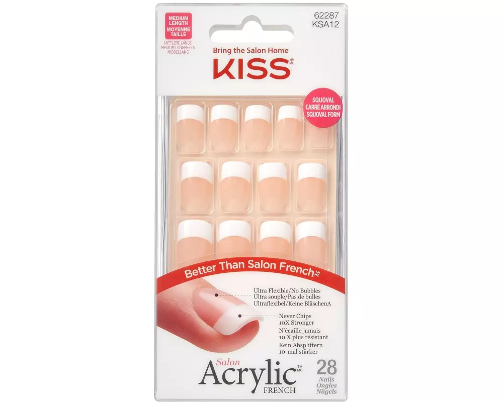 Kiss Kunstnägel-Set Salon Acrylic French – Rumour Mill 28 Stück