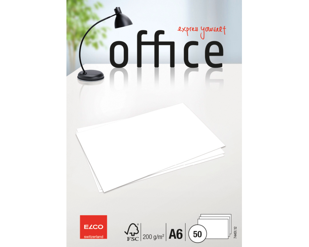 ELCO Schreibkarten Office A6 74451.12 weiss blanko, 200g 50 Stück