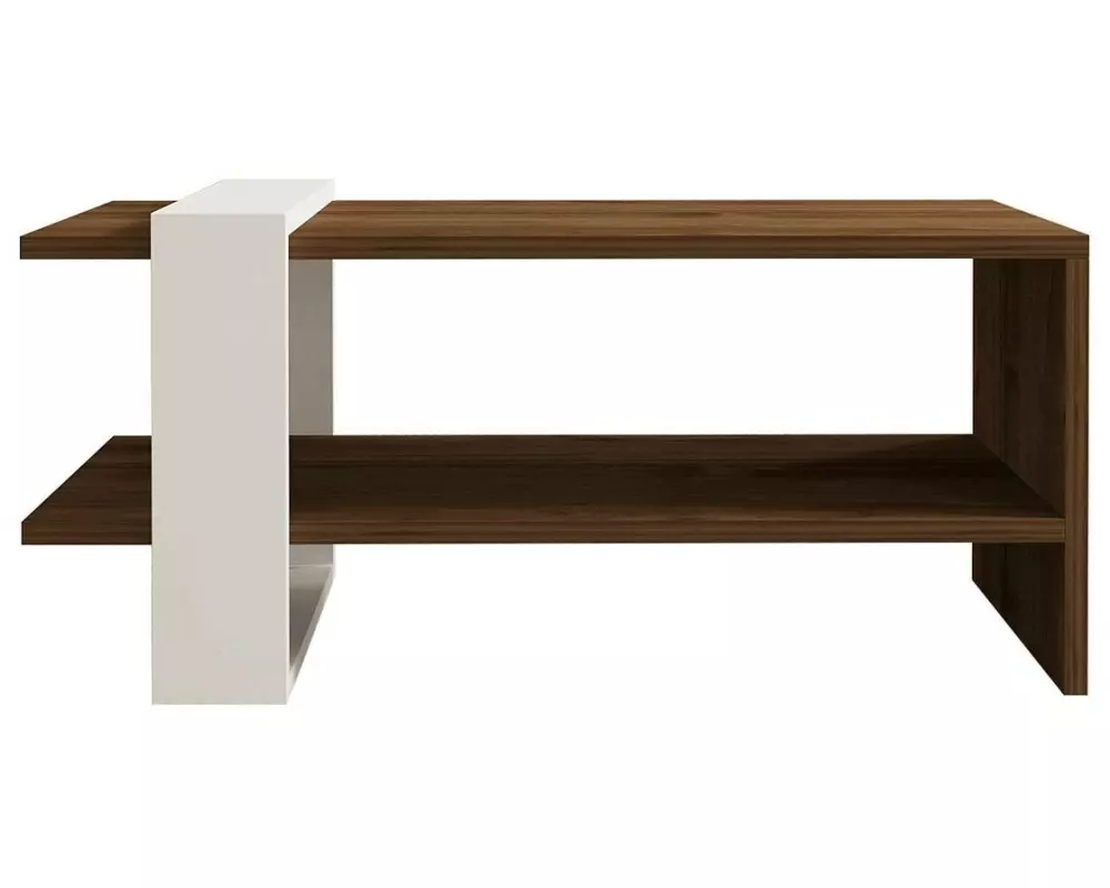 Woody Fashion Couchtisch Gaye 80 x 35 x 50 cm, Braun/Weiss