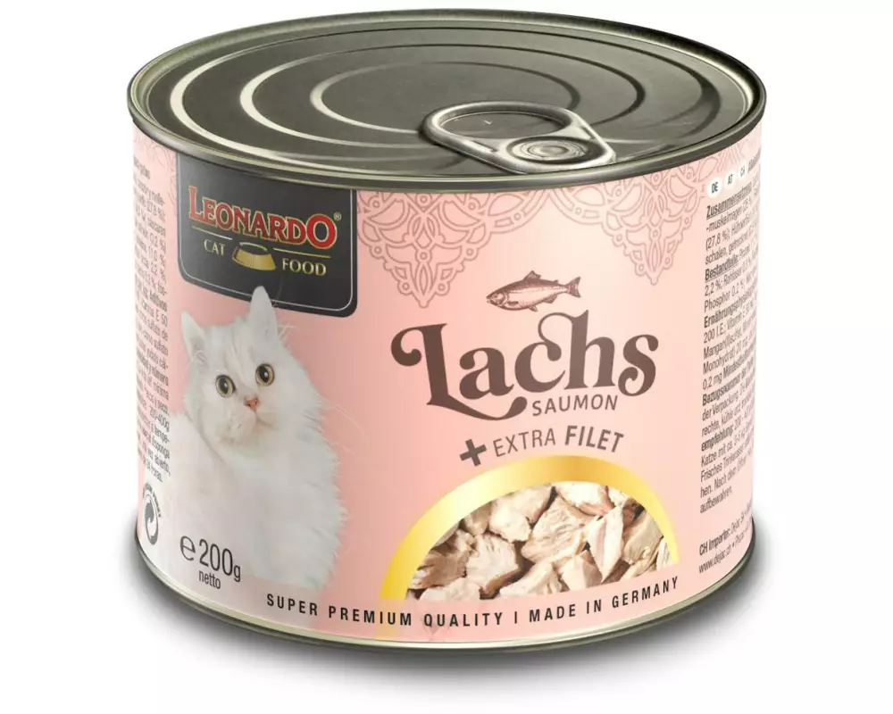Leonardo Cat Food Nassfutter Lachs + Extra Filet, 200 g