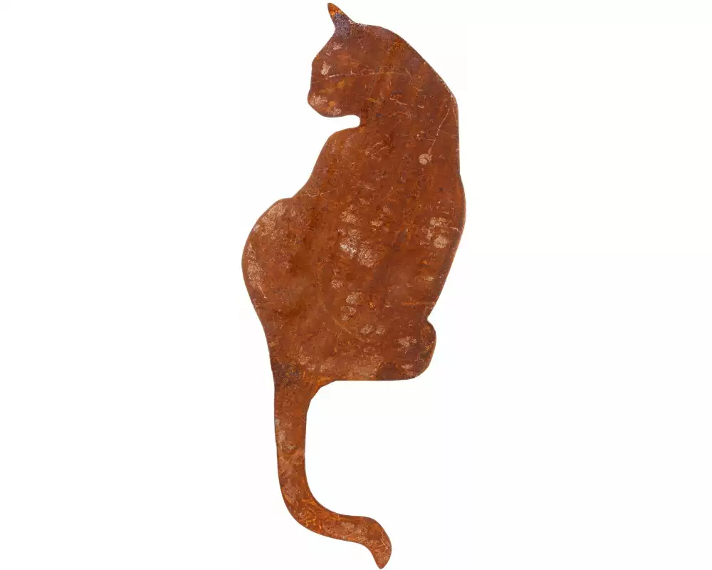 Ambiance Dekofigur Katze auf Platte, von hinten