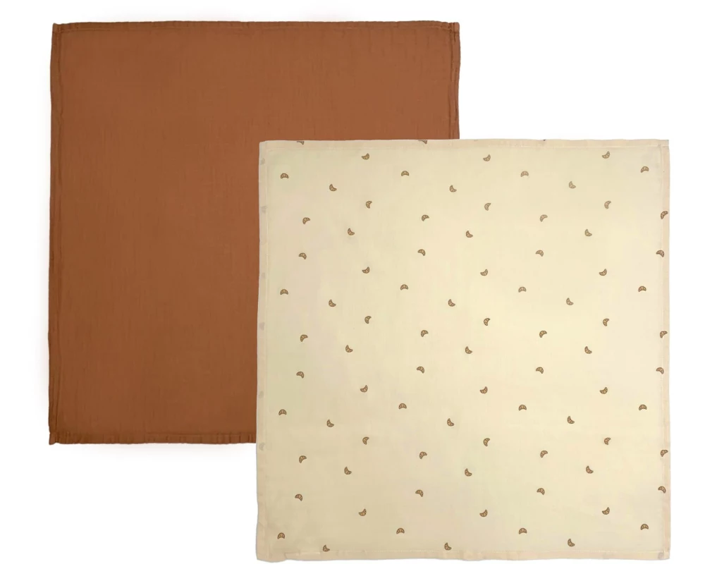 OYOY Mulltuch Yummi Muslin 2 Stück, Vanilla/Amber 70 cm x 70 cm