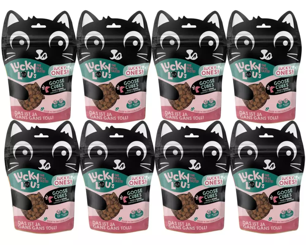 Lucky Lou Katzen-Snack Lucky Ones Cubes Huhn & Gans, 8 x 80 g