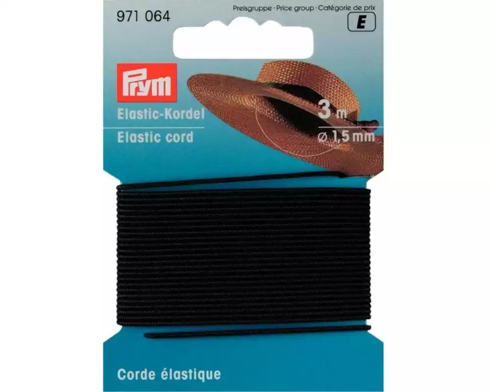 Prym Elastikband Kordel 1.5 mm, Schwarz