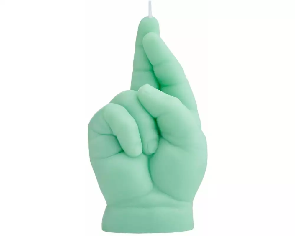 Mandatus Kerze Candle Hand Baby Crossed Fingers, Grün