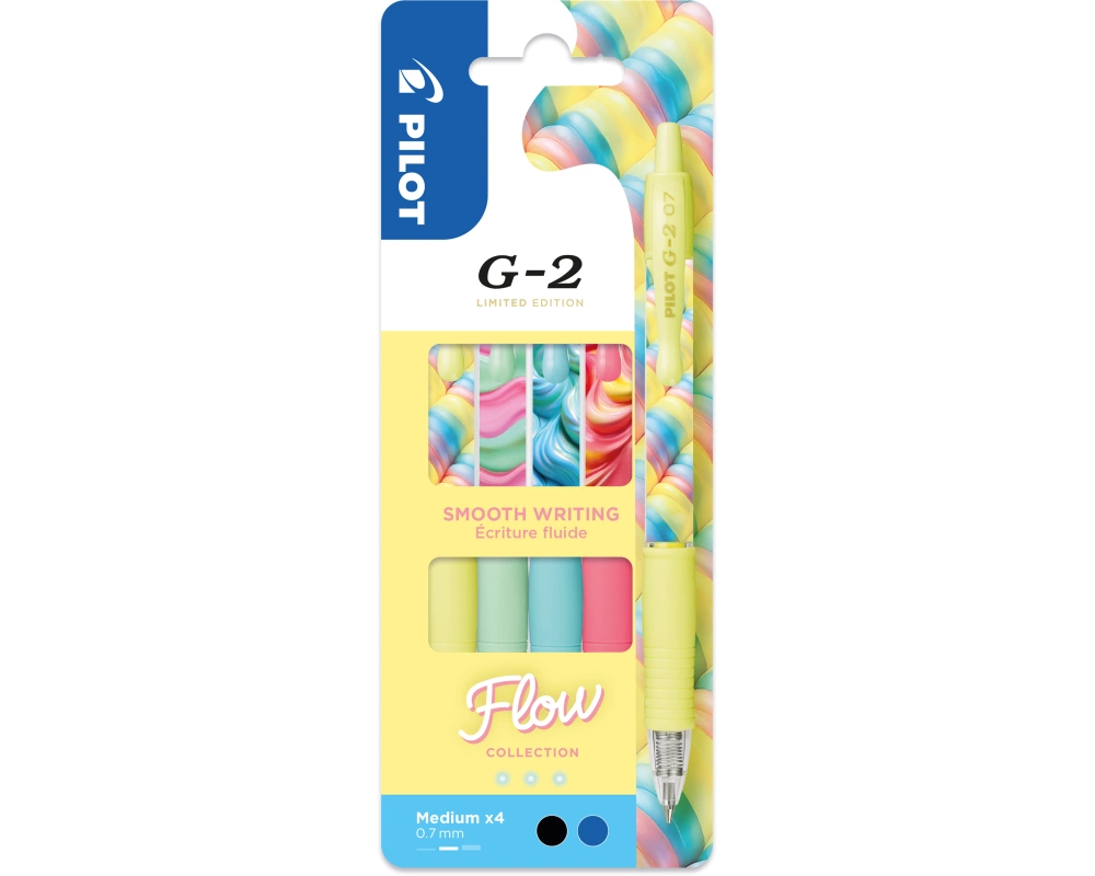 PILOT Gelschreiber G-2 Flow 0.7mm 140.003.64 assortiert 4 Stück