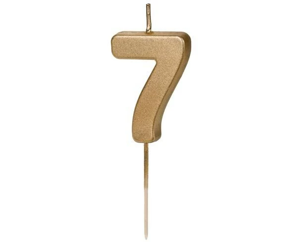 Partydeco PartyDeco Geburtstagskerze Ziffer 7 Gold 1 Stück