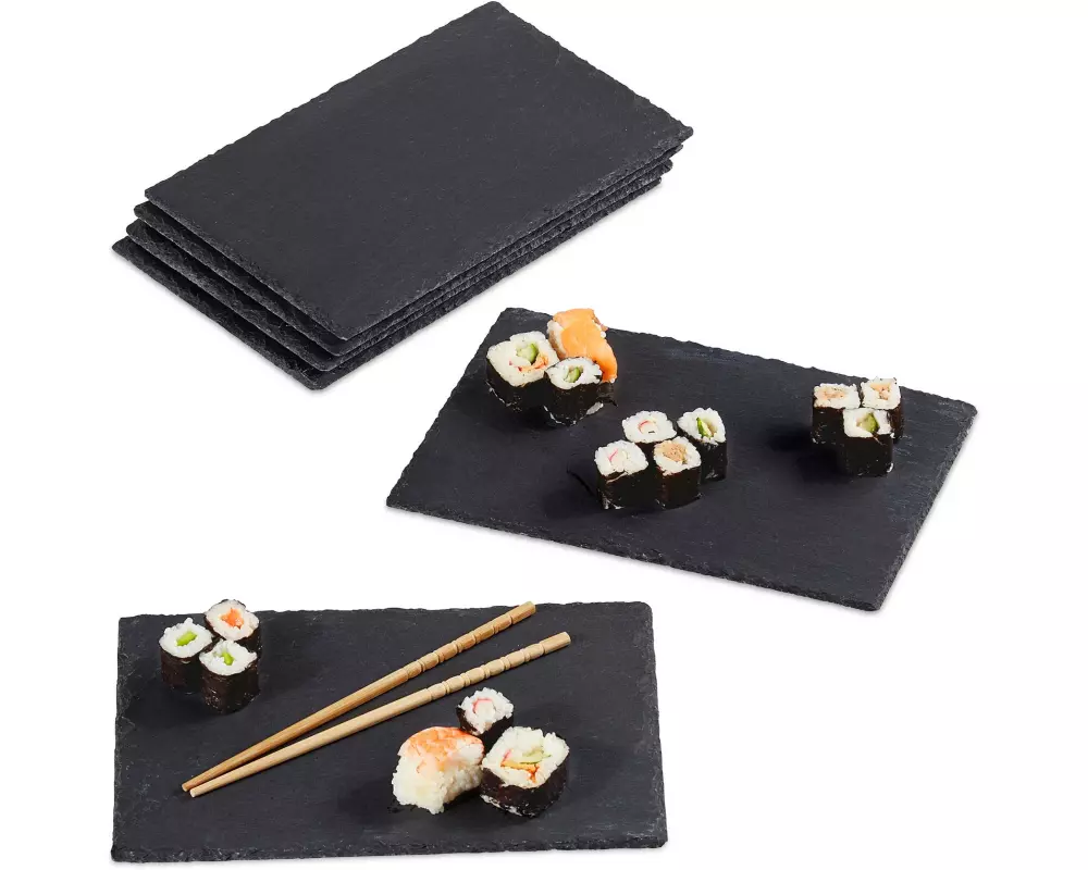 relaxdays Servierplatte Anthrazit, 6 Stück