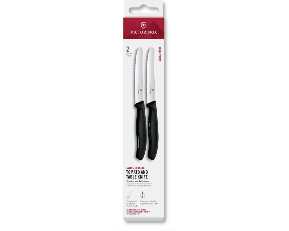 Victorinox Tafelmesser Swiss Classic, 11 cm, Schwarz, 2 Stück