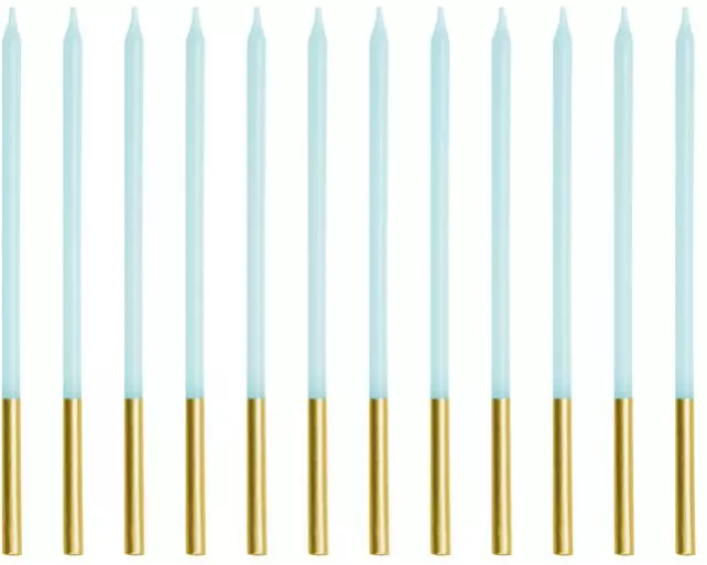 Partydeco Kerze Hellblau, 14 cm, 12 Stück