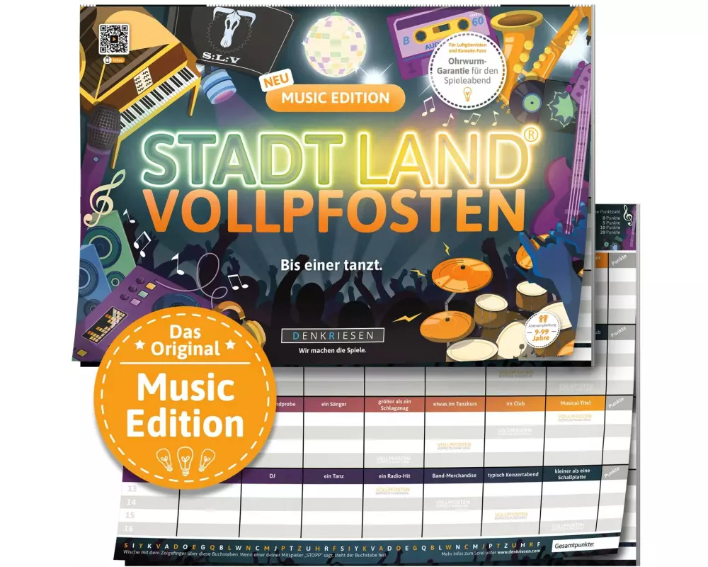 Denkriesen Familienspiel Stadt Land Vollpfosten Music Edition -DE-