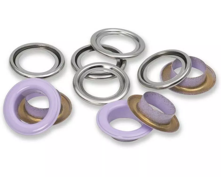 Prym Ösen mit Scheiben 15 Stück, Lila-Silber