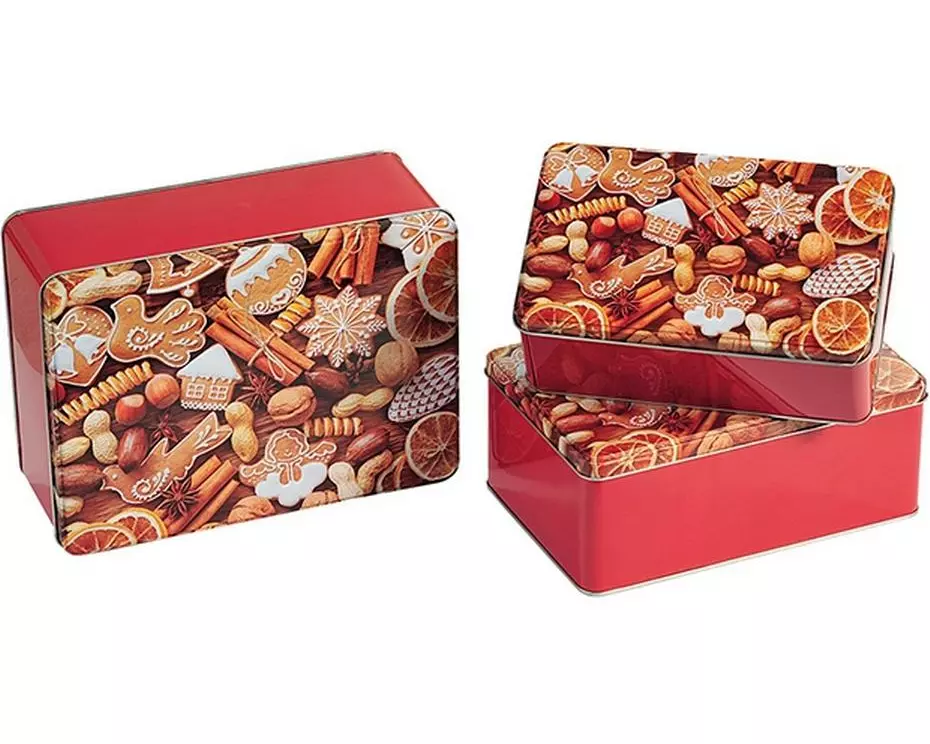 Kesper Weihnachtsdosen Set 3-teilig Metall braun