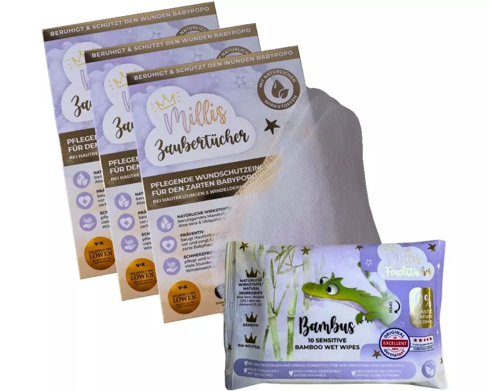 Millis Windeleinlagen Zaubertücher 3 x 25 Stück + Feuchttücher