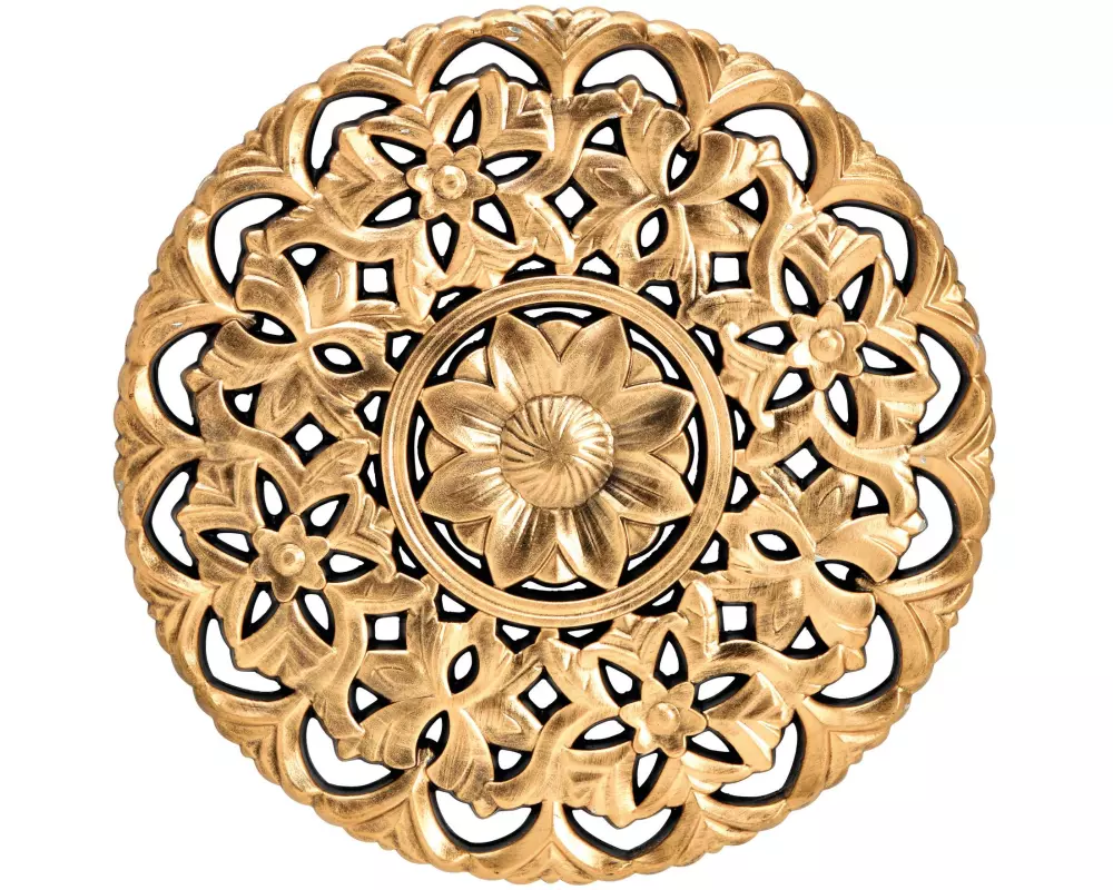 G. Wurm Wanddekoration Blumendekor Ø 40 cm, Holz, Gold