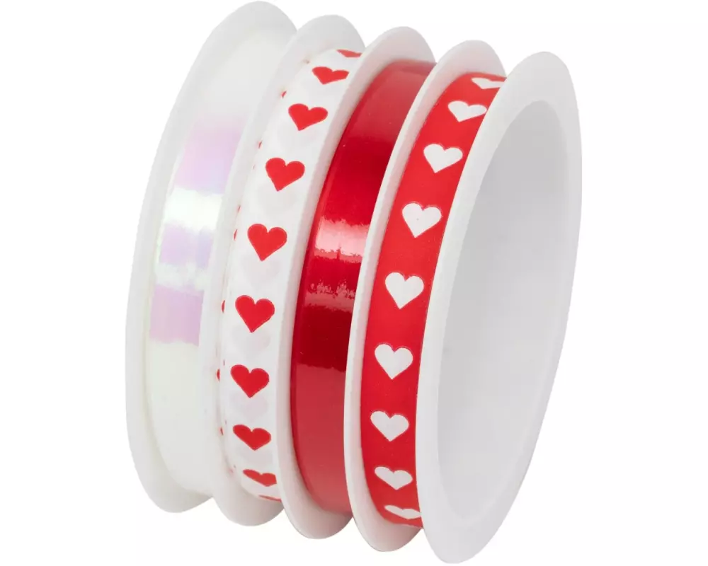 Braun + Company Kräuselband Mix, Mit Liebe verpackt 10 mm x 16 m, Rot/Weiss