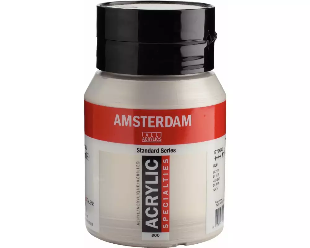Amsterdam Acrylfarbe Standard 800 Silber halbdeckend, 500 ml