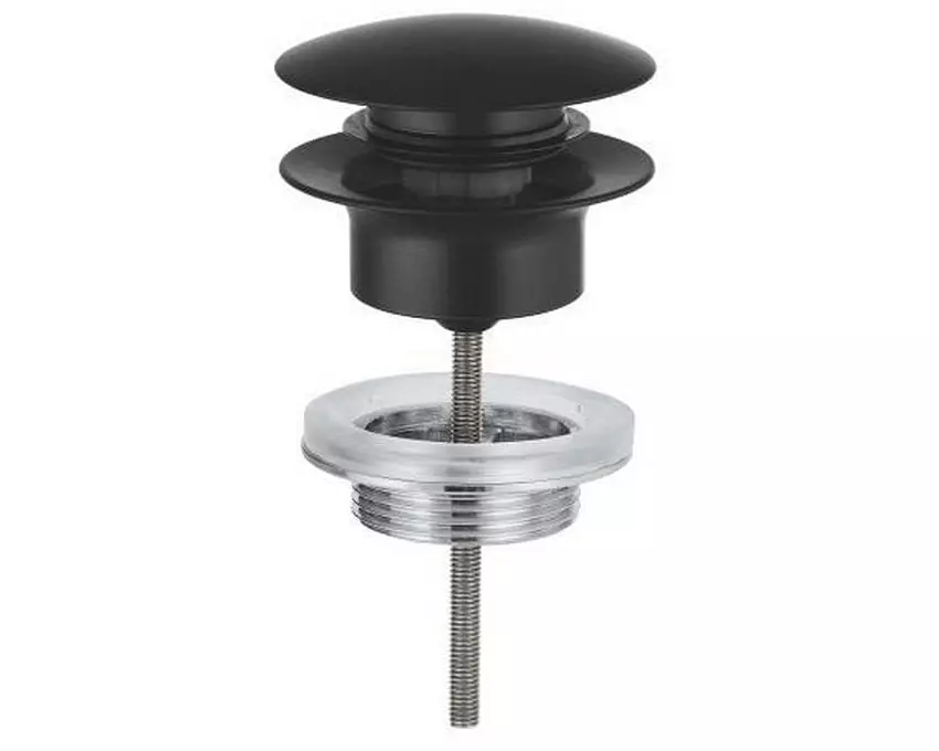 GROHE Ablaufgarnitur 65807 Push-Open-Stopfen Schwarz matt