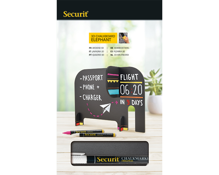SECURIT Kreidetafel ELEPHANT T3D-ELEPH schwarz 14.3x19.8x10.1cm