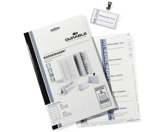 DURABLE Etiketten Badgemaker 145702 90x60mm 180 Stück