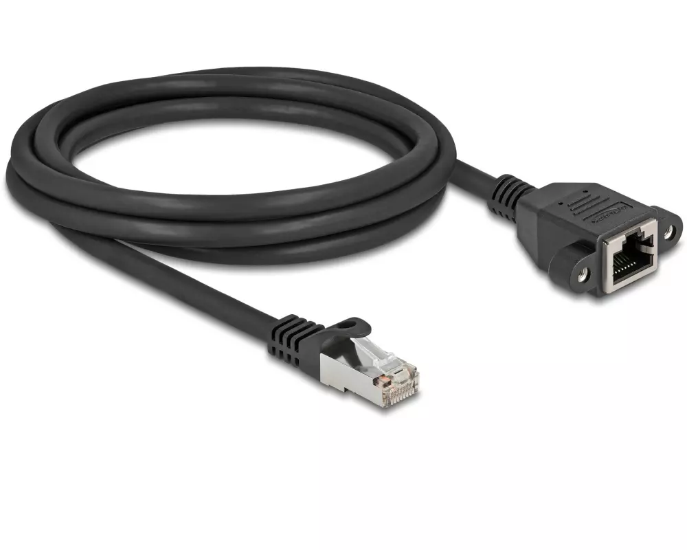 Delock Patchkabel Verlängerungskabel Cat 6A, S/FTP, 3 m, Schwarz