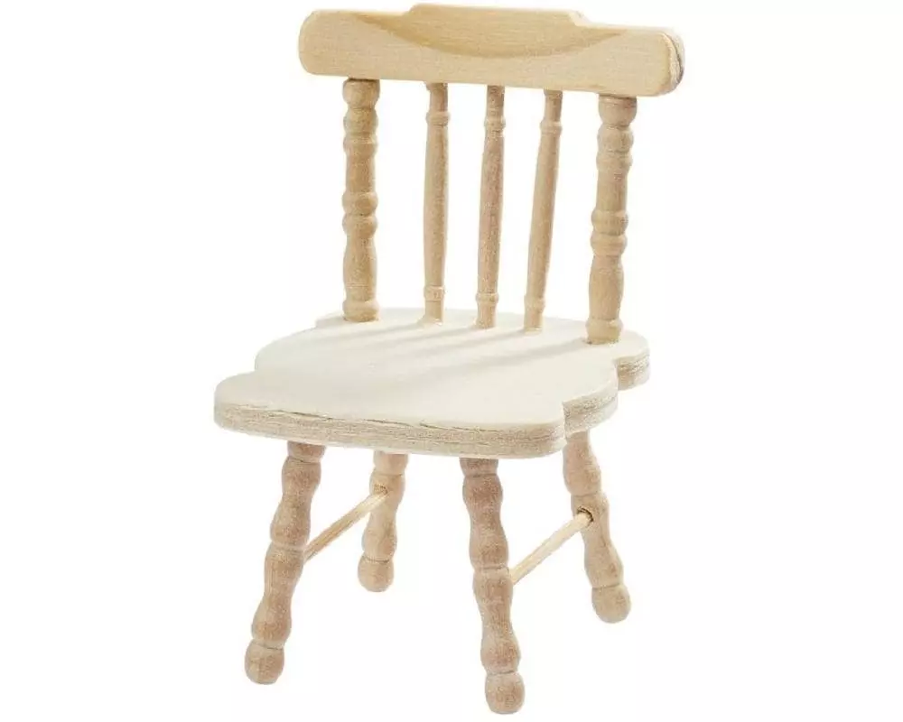 HobbyFun Mini-Möbel Stuhl 4.5 x 5 x 7.5 cm, Natur
