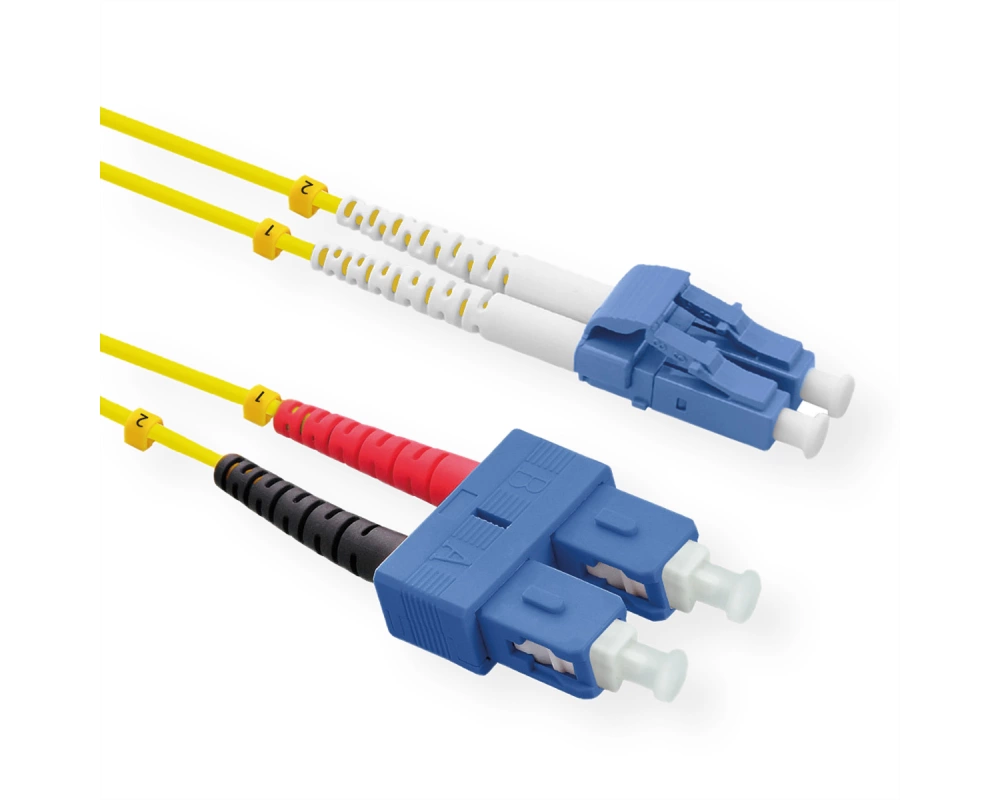 ROLINE LWL-Kabel Duplex, Single Mode 9/125µm OS2, LC/SC, LSOH, gelb, 0,5 m