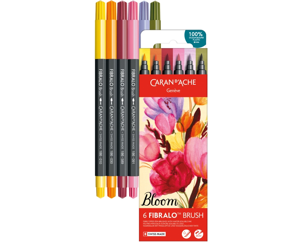 Caran d'Ache Filzstift Set Fibralo Brush Bloom 6-teilig