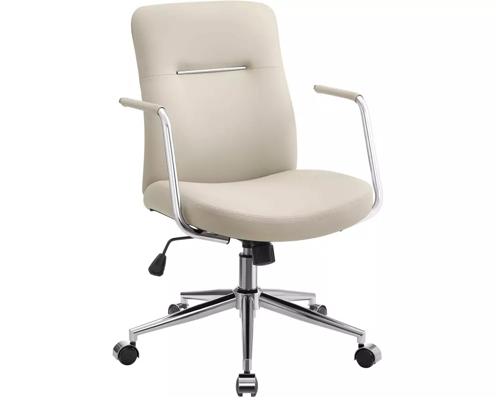 Songmics Bürostuhl mit Polsterrücken und Armlehnen, Beige