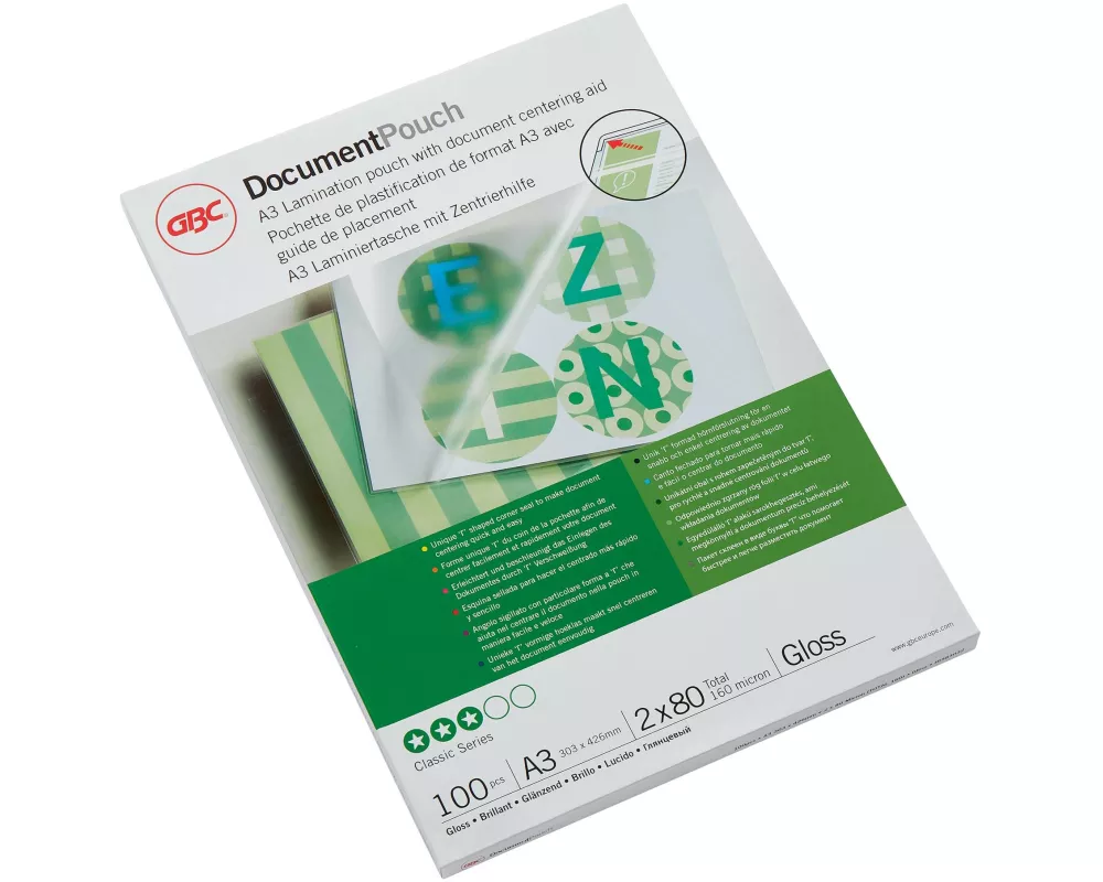 GBC Laminierfolie Premium A3 80 µm, glänzend, 100 Stück