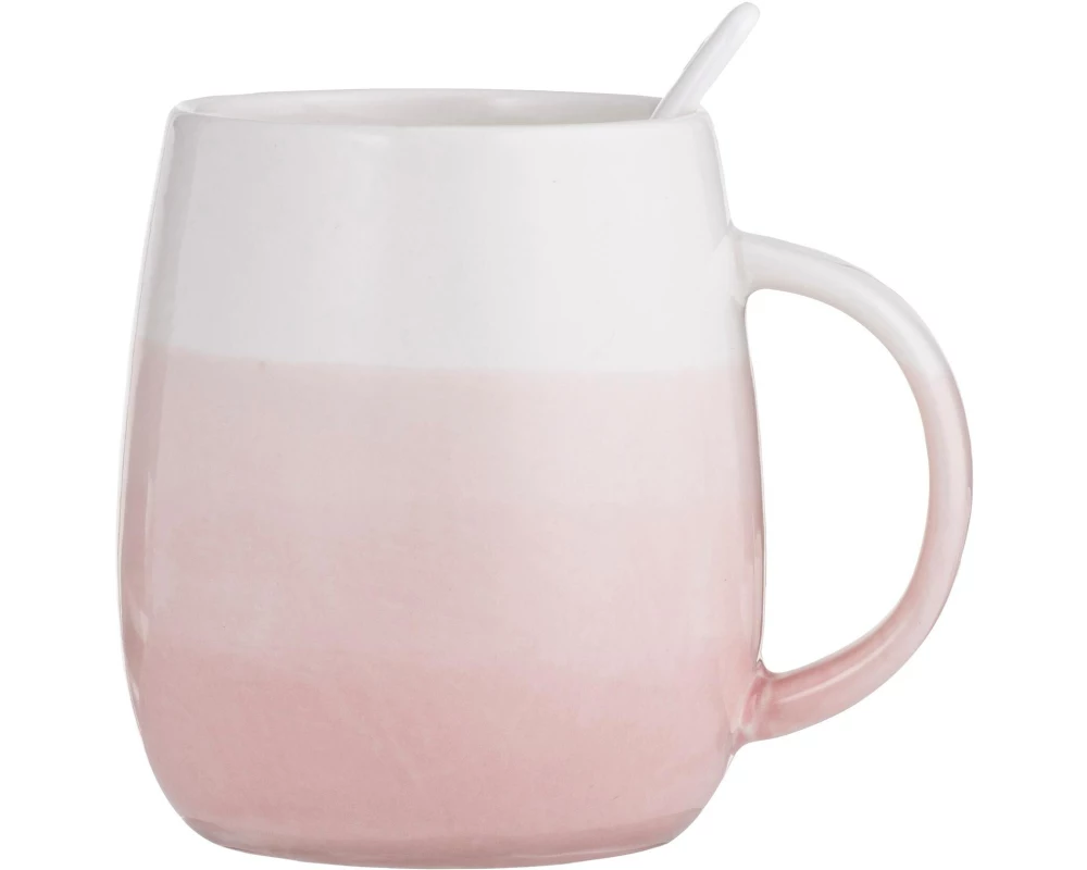 Ladelle Tasse mit Löffel Immerse 380 ml, 1 Stück, Rosa/Weiss